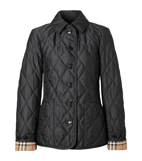 burberry quilted jacket black womens|Burberry quilted nylon jacket.